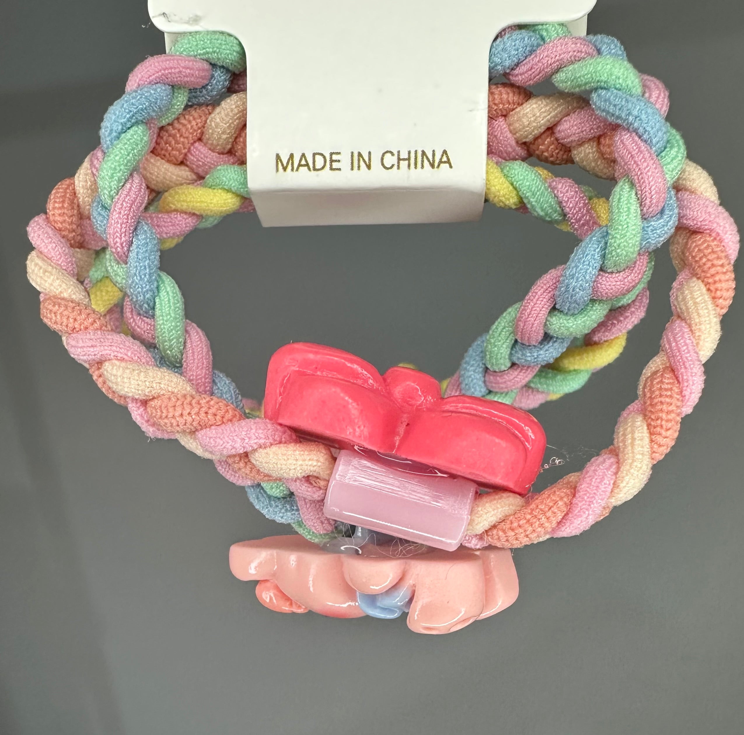 Kids woven ponytail hair rabbit/bow ties ring in pack of 3