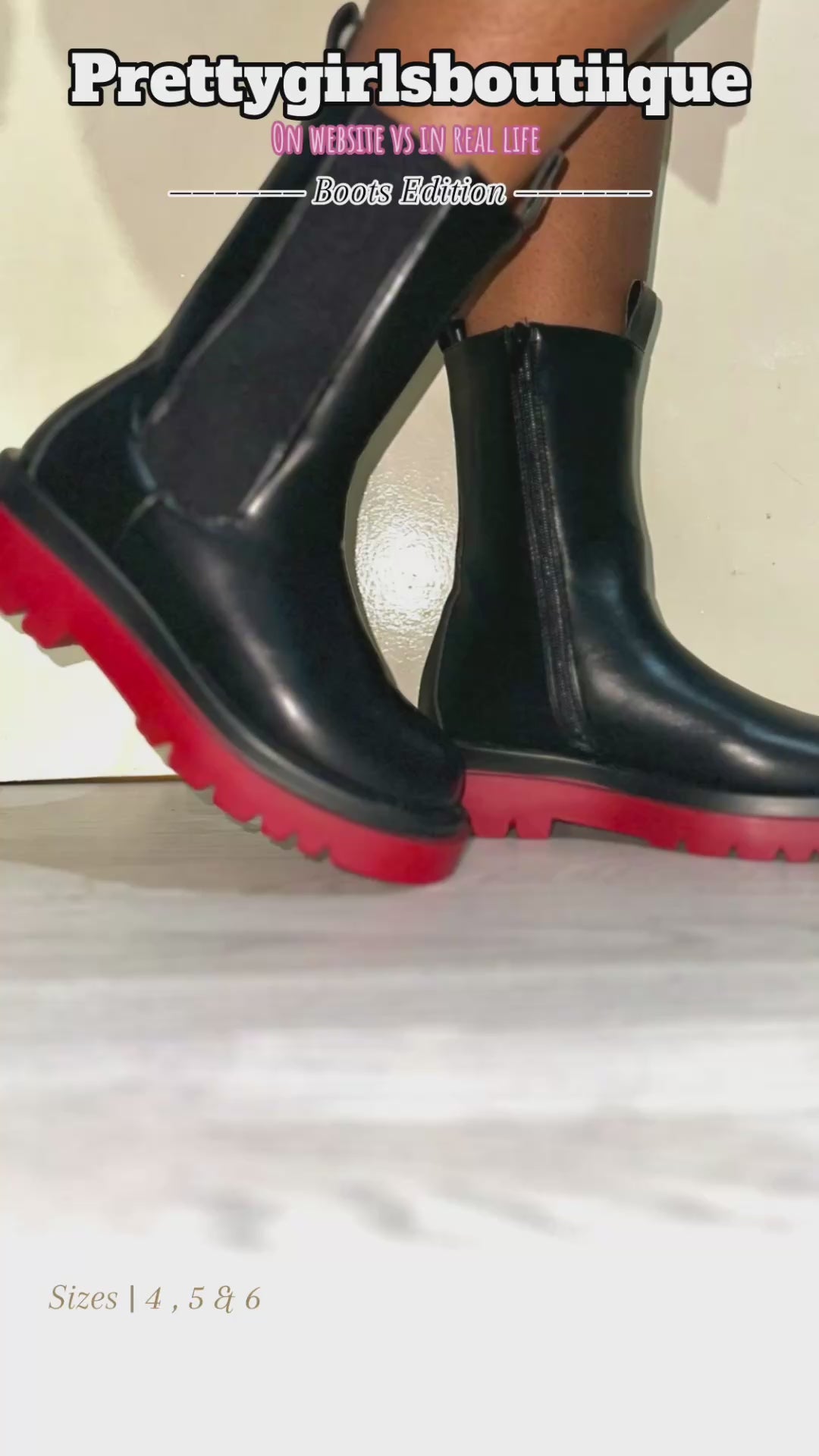 Red Chunky Sole Ankle Biker Boots