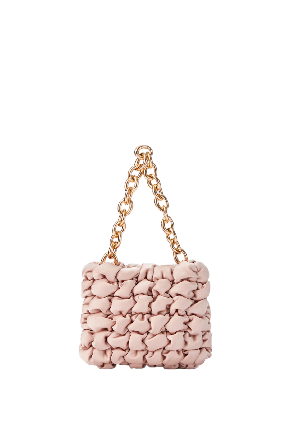 Handbag in Quilted Satin-Beige