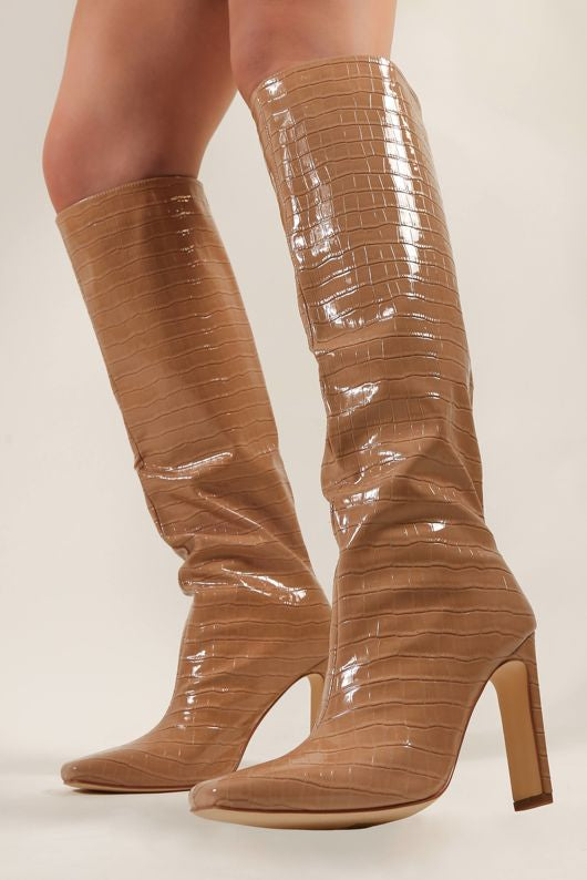 Knee high boots crocs-camel