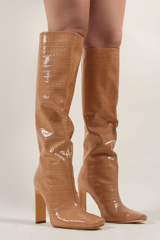 Knee high boots crocs-camel