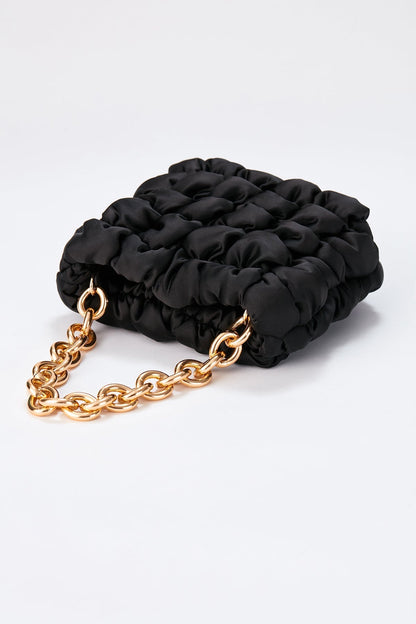 Handbag In Quilted Satin-Black