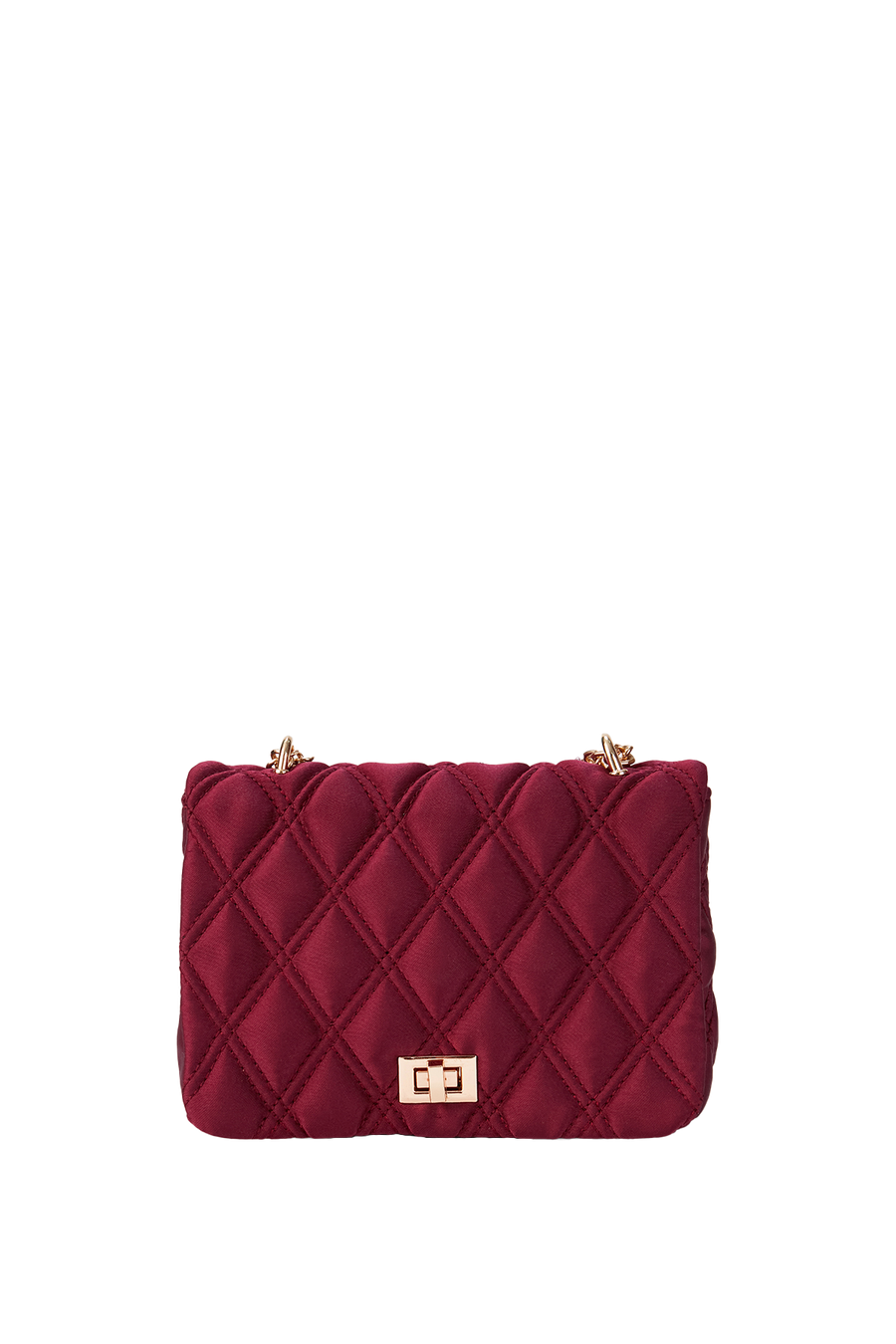 Bag In Quilted Satin Crossbody-Burgundy