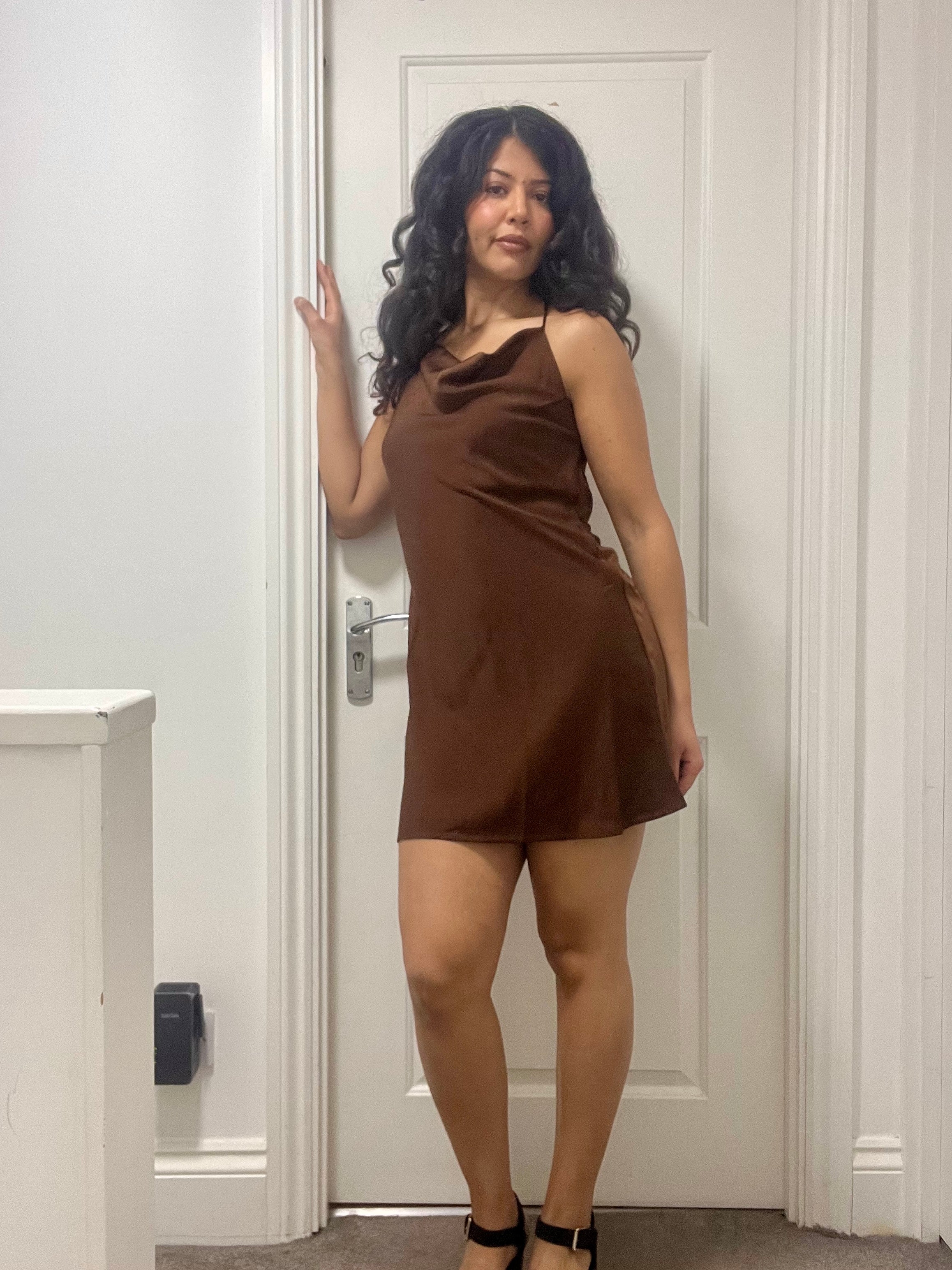 Mini Dress Neck Satin -GeorginaRodrigues Inspired Dress