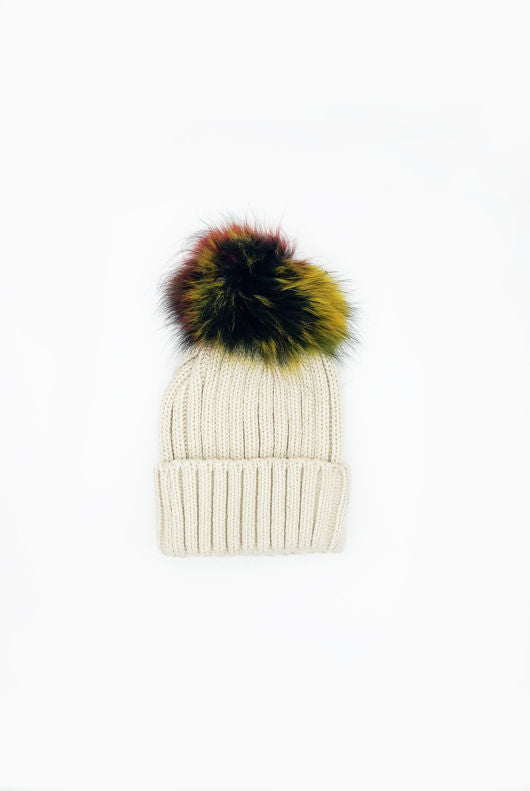 Beige,bobble winter hat.